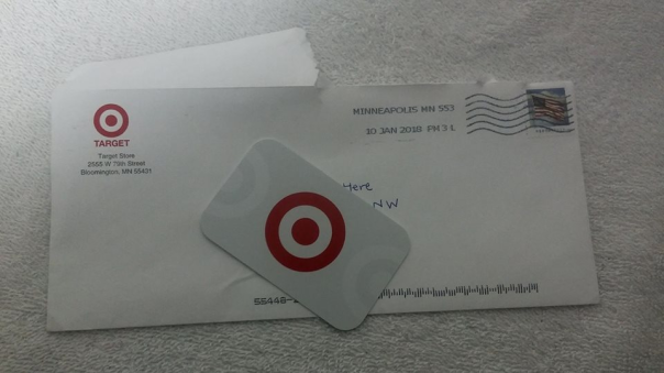 Target -2555 W 79th St. Bloomington MN gift card $50.00 1-11-18